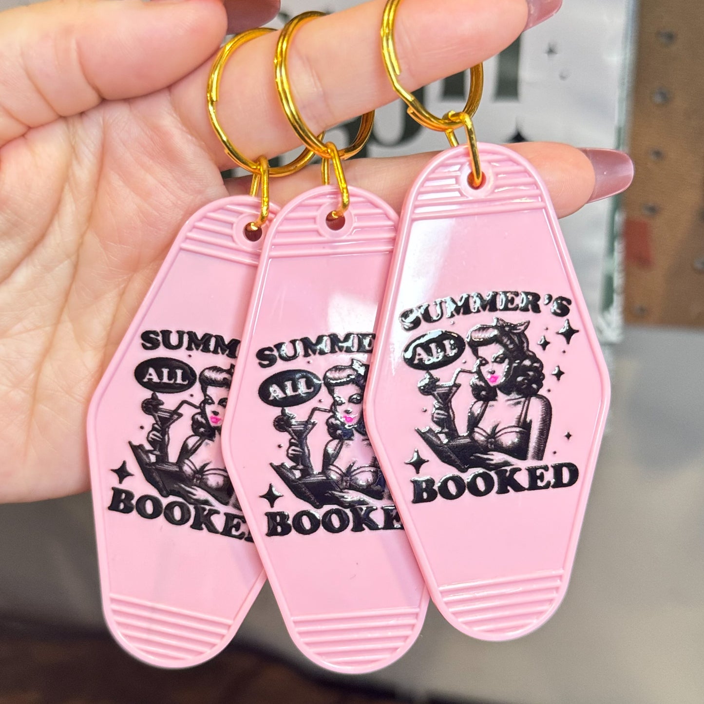 Summer’s All Booked Bookish Motel Keychain – Retro UVF Decal Design