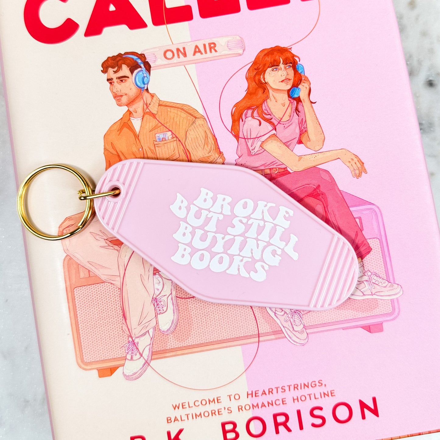 Broke But Still Buying Books Retro Motel Keychain