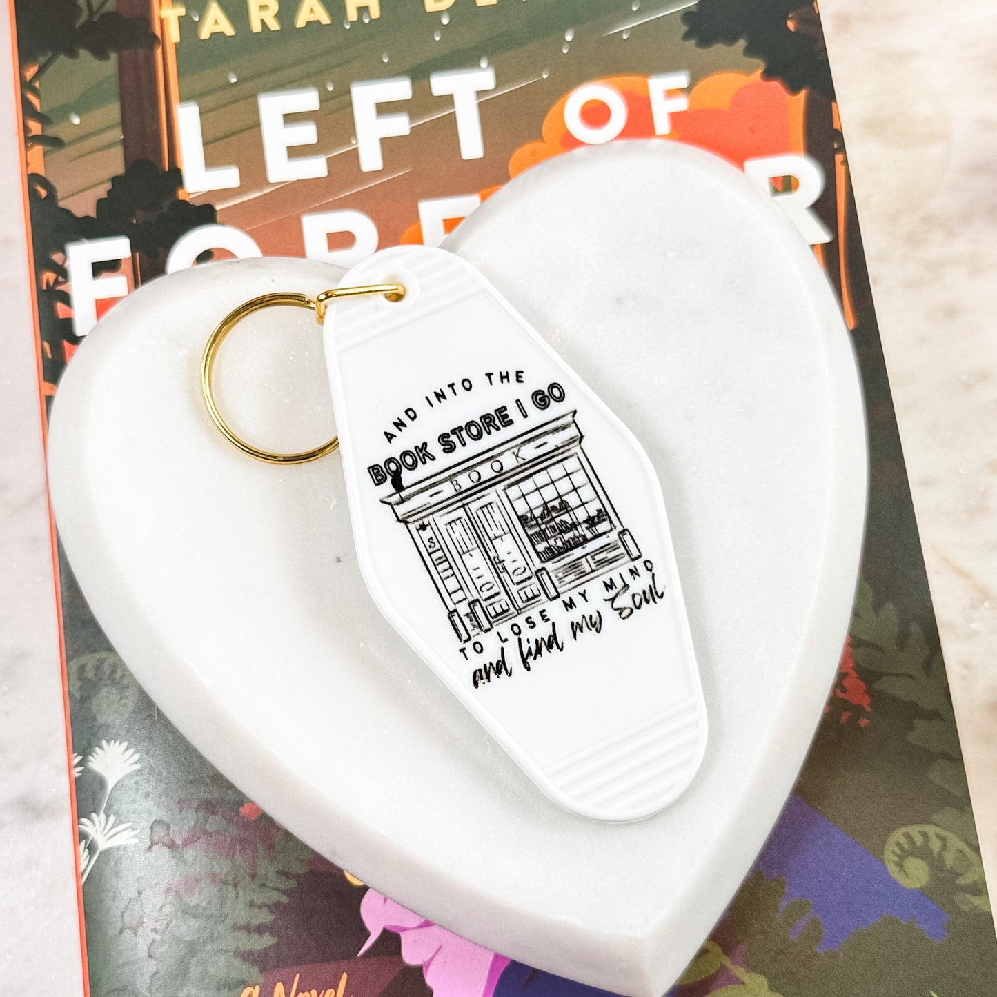Into the Bookstore I Go Motel Keychain | Double-Sided UVF Decal for Book Lovers, Perfect for Bookstore Adventures
