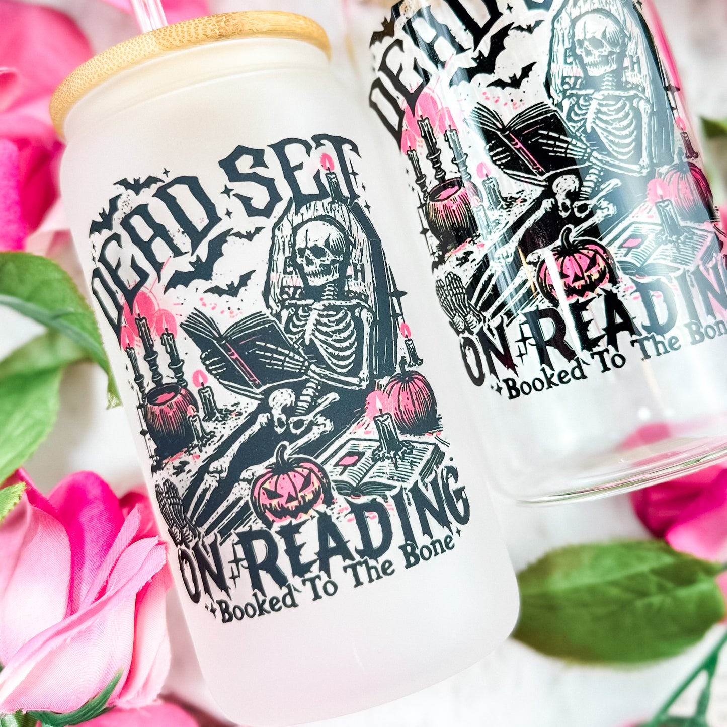 Dead Set On Reading Frosted Glass Cup