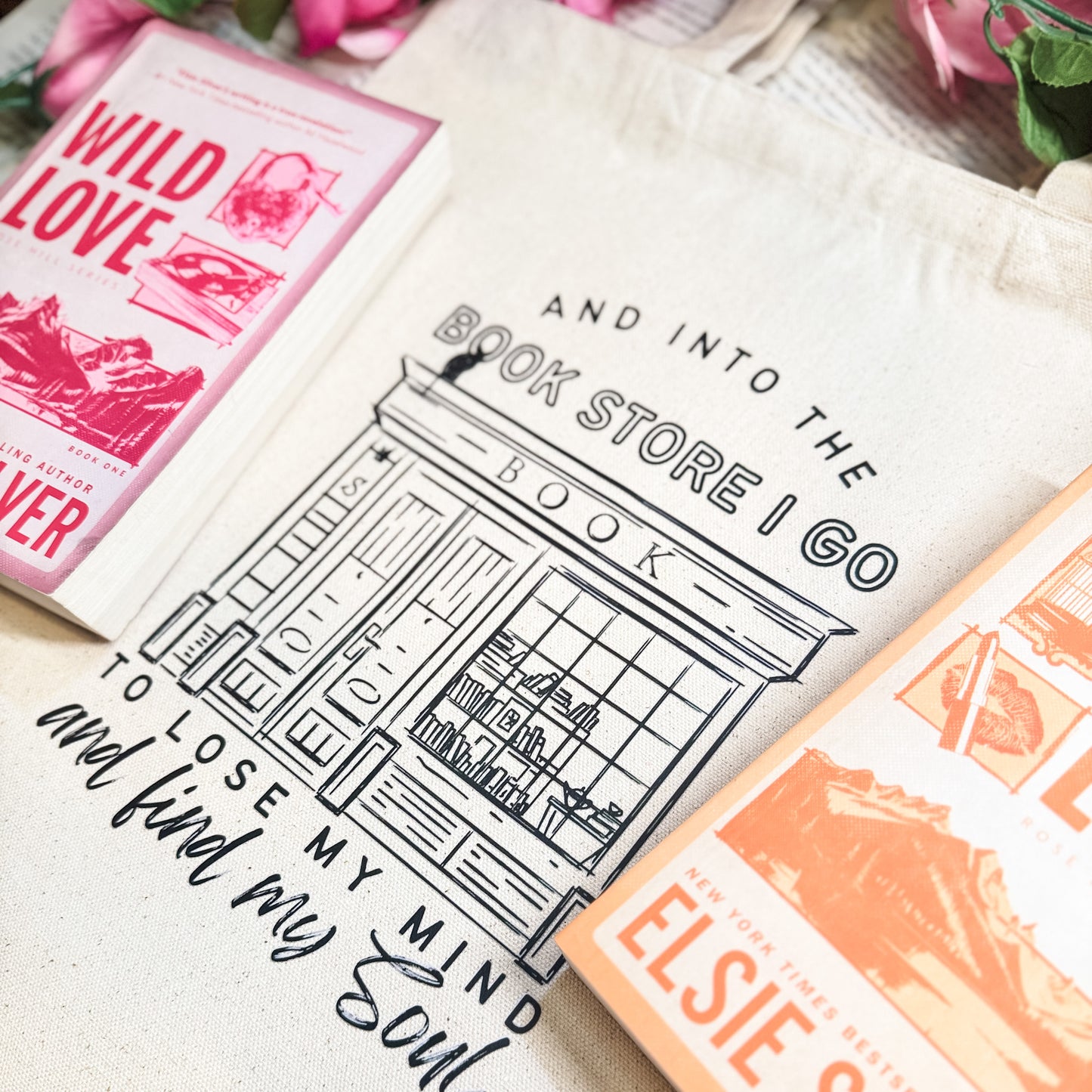 Into the Bookstore I Go Canvas Tote Bag for Book Lovers | Perfect for Bookstore Trips and Everyday Use