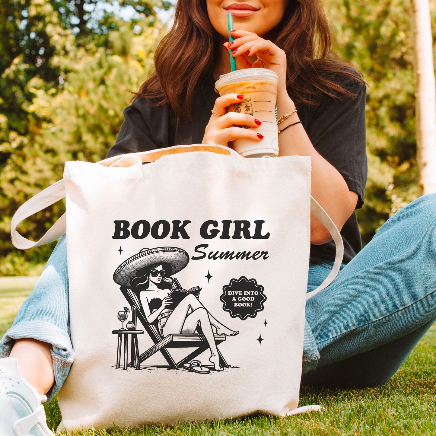 Book Girl Summer Canvas Tote – Stylish & Bookish Essential for Readers