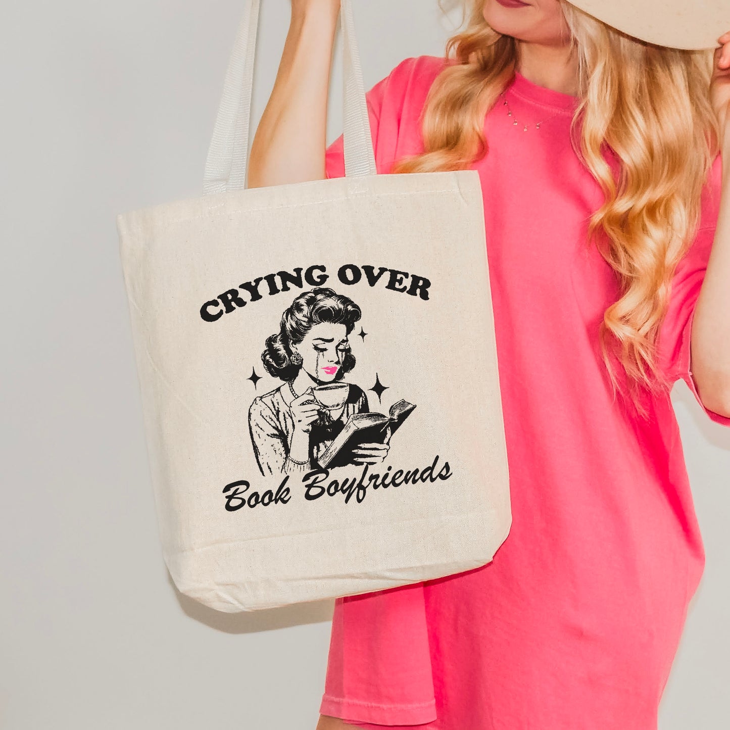 Crying Over Book Boyfriends Bookish Tote Bag