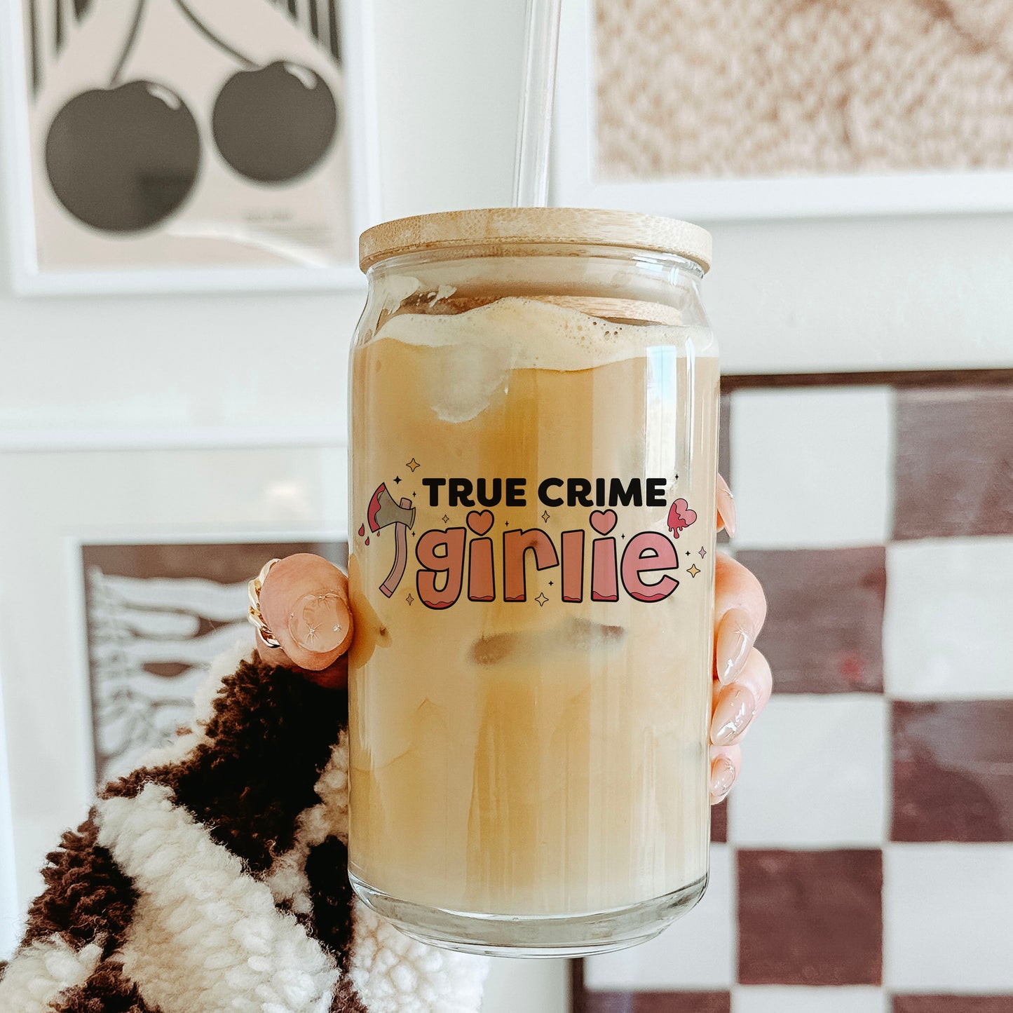 True Crime Girlie | Clear Glass Cup for Book Lovers