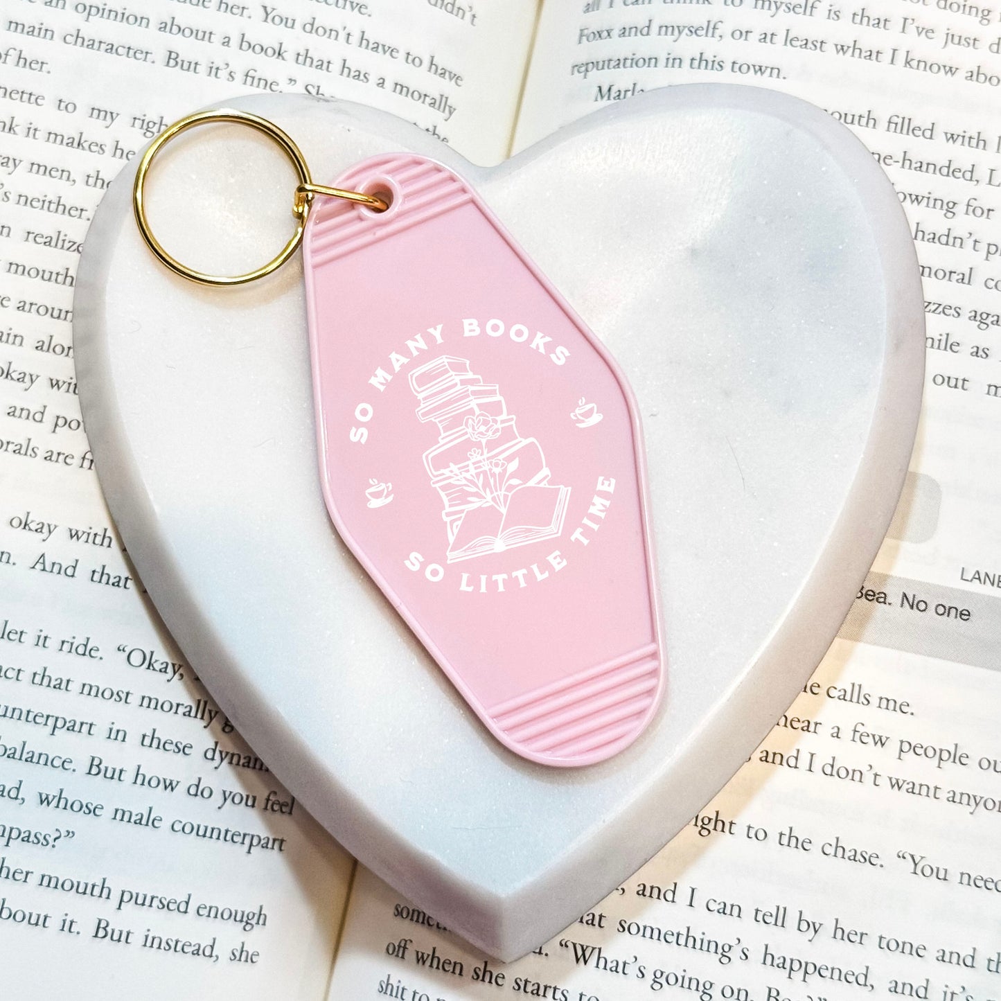 So Many Books Motel Keychain Bookish Vintage UVF Decal Keychain For Readers