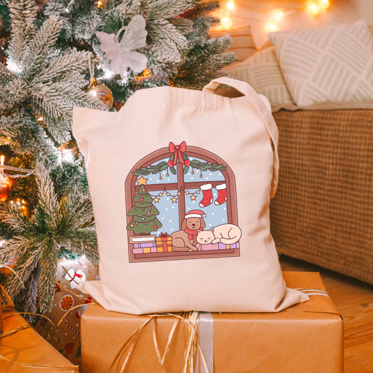 Christmas Reading Nook Canvas Tote Bag