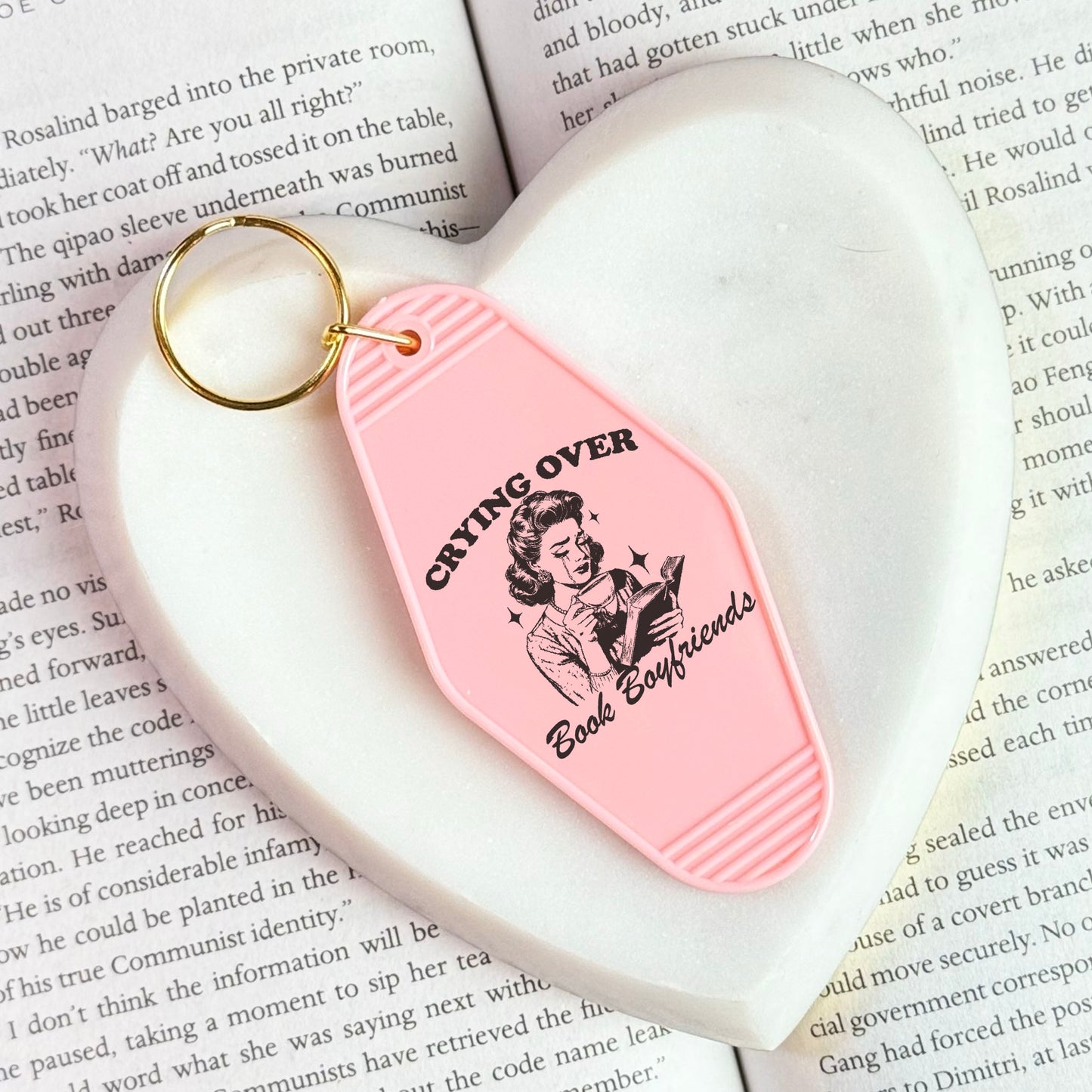 Crying Over Book Boyfriends Bookish Motel Keychain