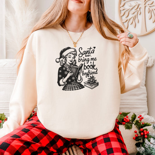 Santa Baby Bring Me A Book Boyfriend Lightweight Comfort Colors Sweatshirt
