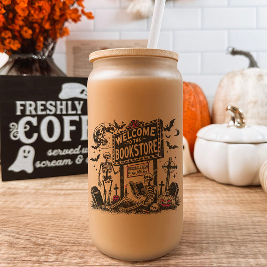Welcome To The Bookstore Frosted Glass Cup