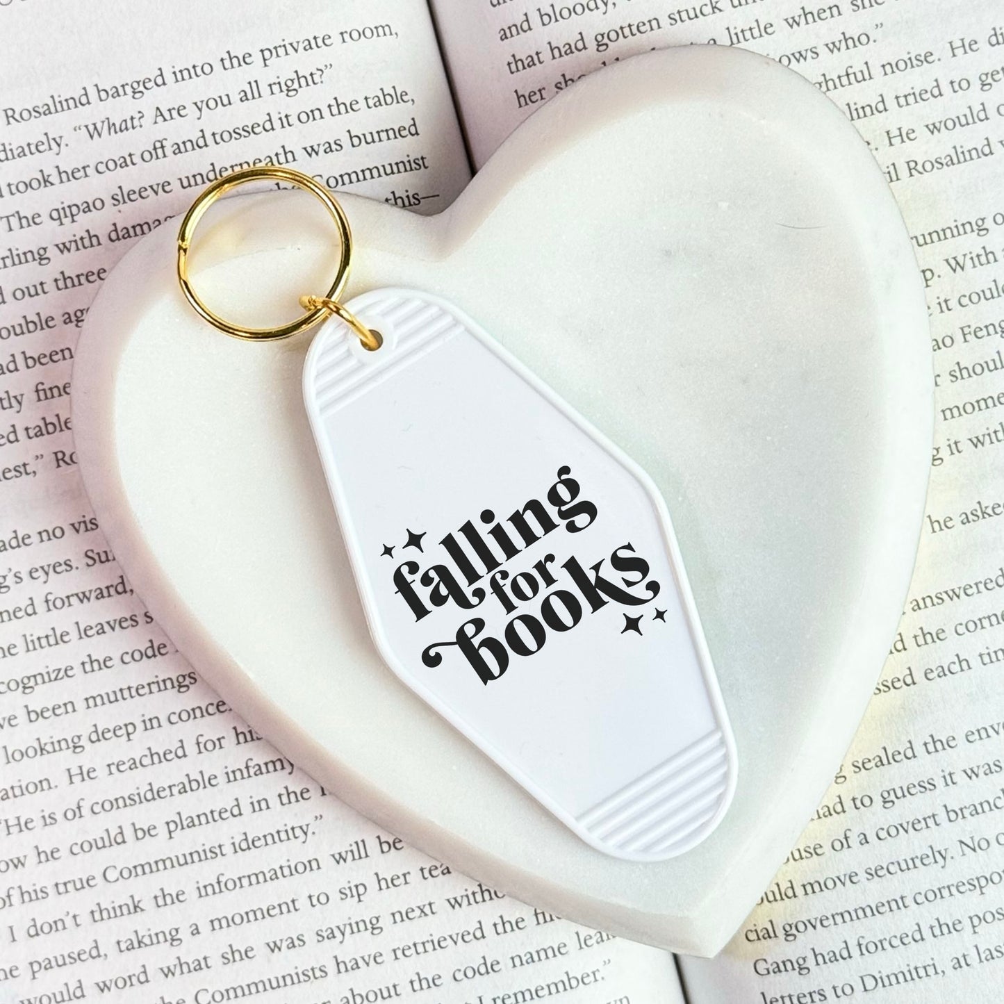 Falling For Books Motel Keychain
