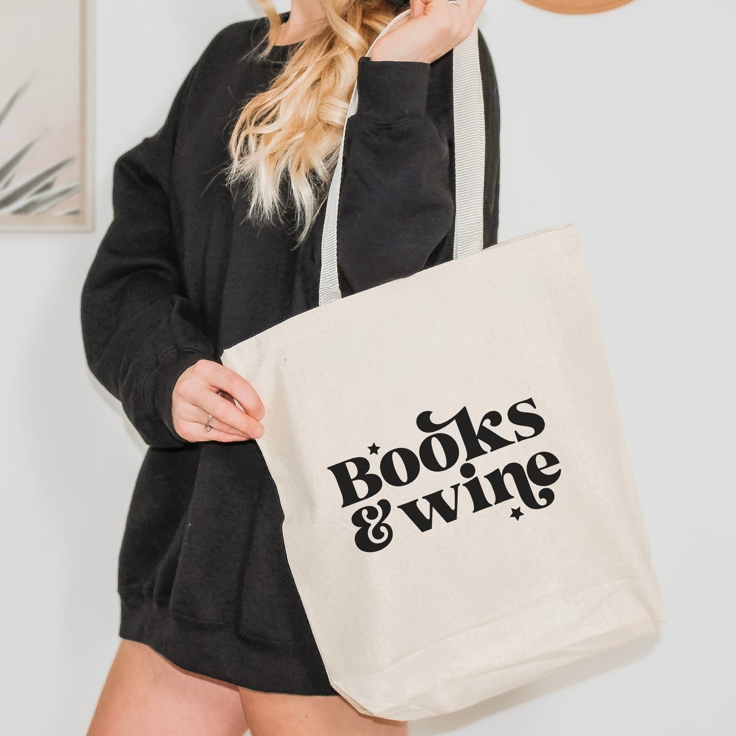 Books & Wine Canvas Tote Bag