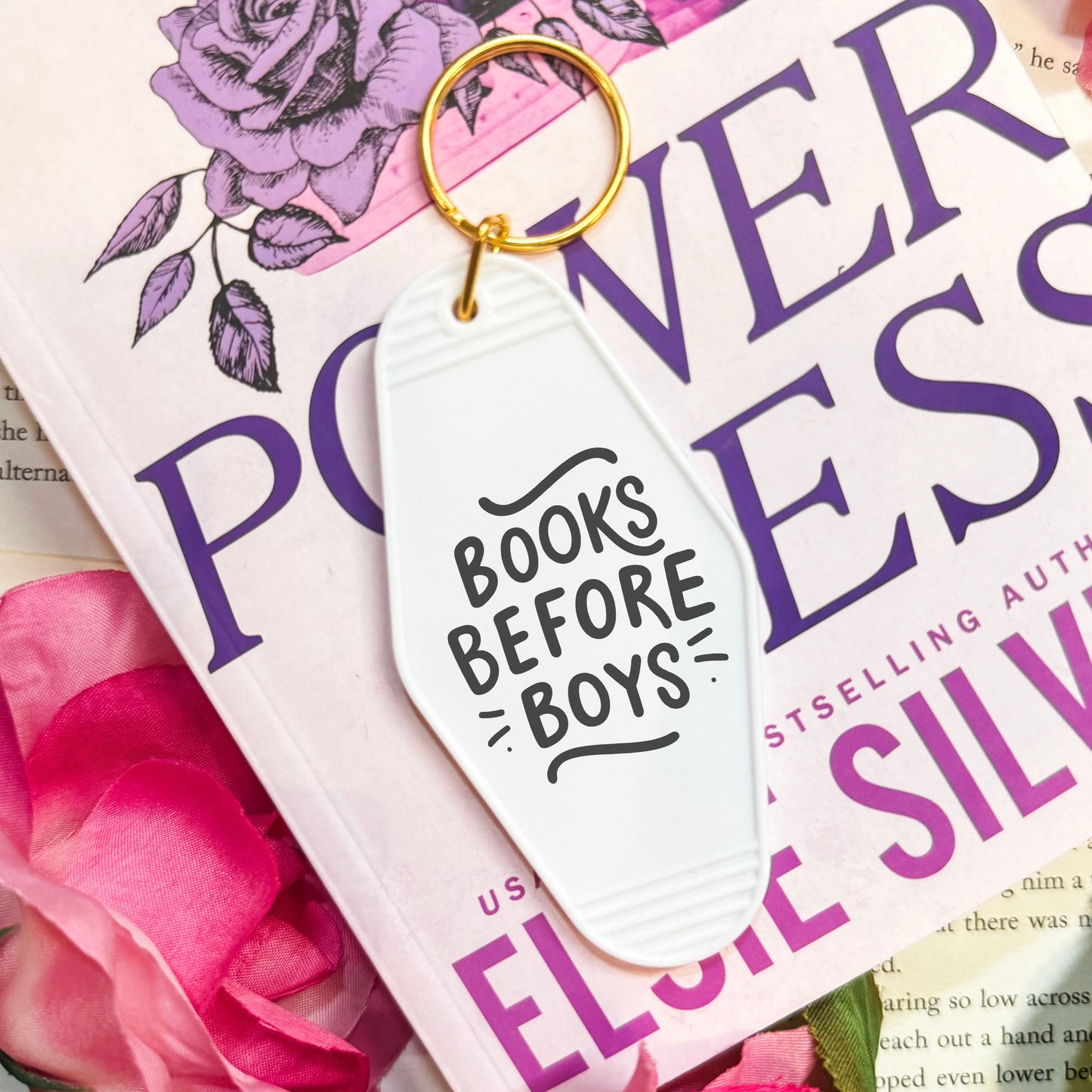 Books Before Boys Retro Motel Keychain