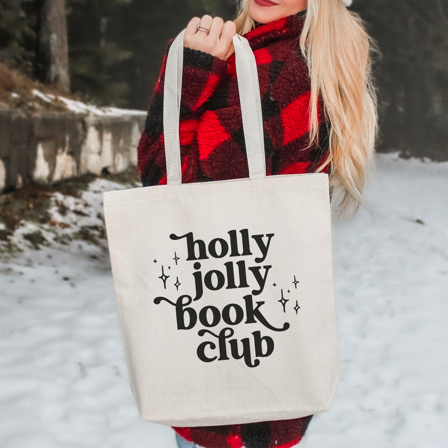 Holly Jolly Book Club Canvas Tote Bag