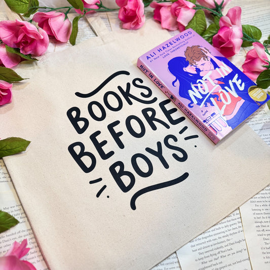 Books Before Boys Canvas Tote Bag | A Perfect Bookish Accessory for Valentine’s Day and Beyond