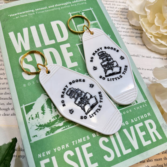 So Many Books Motel Keychain Bookish Vintage UVF Decal Keychain For Readers