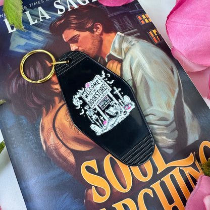 Dead Set on Reading Retro Motel Keychain
