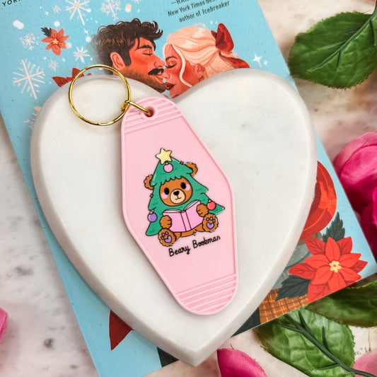 Beary Bookmas Motel Keychain