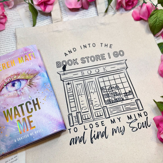 Into the Bookstore I Go Canvas Tote Bag for Book Lovers | Perfect for Bookstore Trips and Everyday Use