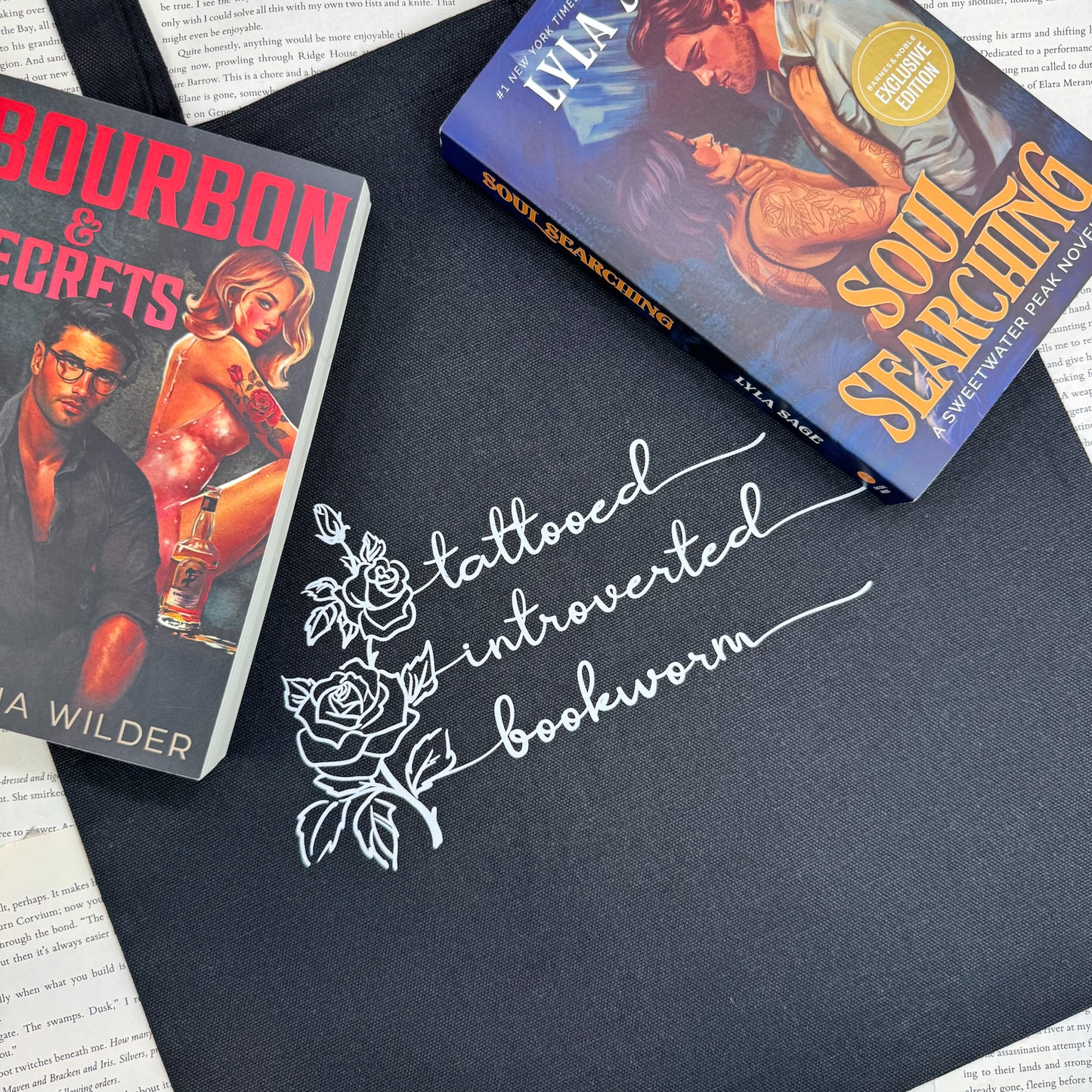 Tattooed Introverted Bookworm Canvas Tote Bag