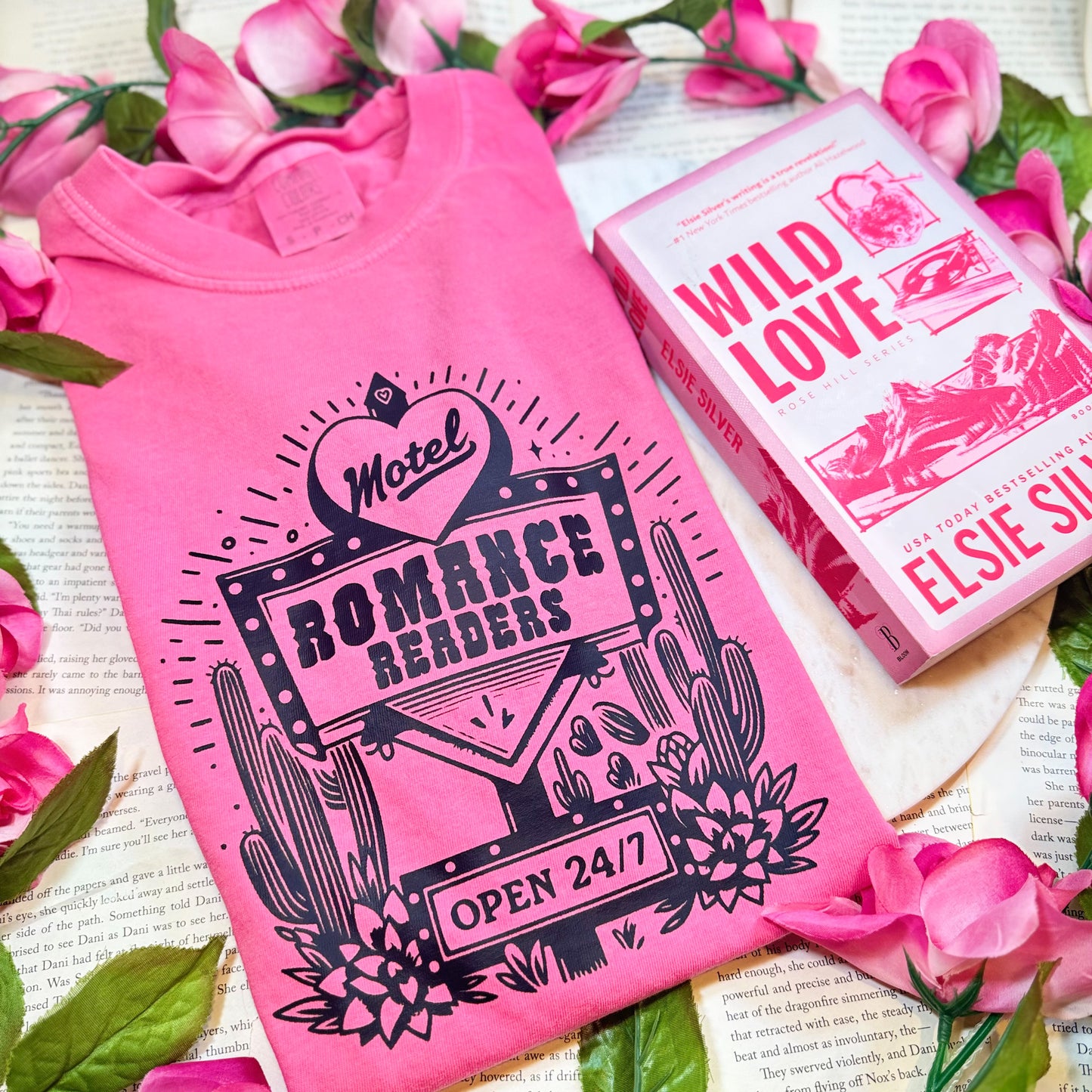 Romance Readers Motel Comfort Colors Heavyweight Shirt | Retro Bookish Design for Everyday Literary Style