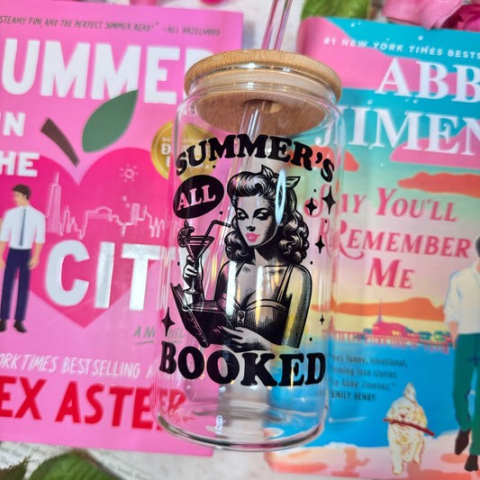 Summer’s All Booked Retro Clear Glass Cup