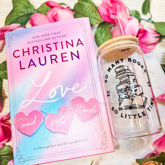 So Many Books So Little Time Glass Cup | Bookish Iced Coffee Glass with Bamboo Lid & Straw