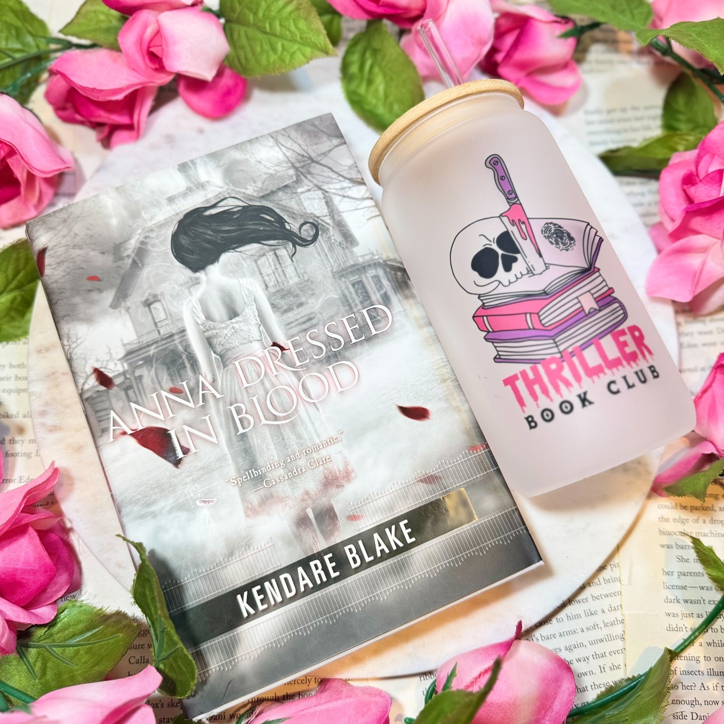 Thriller Book Club 16oz Frosted Glass Cup – Perfect for Book Lovers and Mystery Enthusiasts