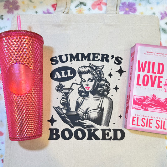Summer’s All Booked Retro Bookish Canvas Tote Bag | Eco-Friendly & Stylish