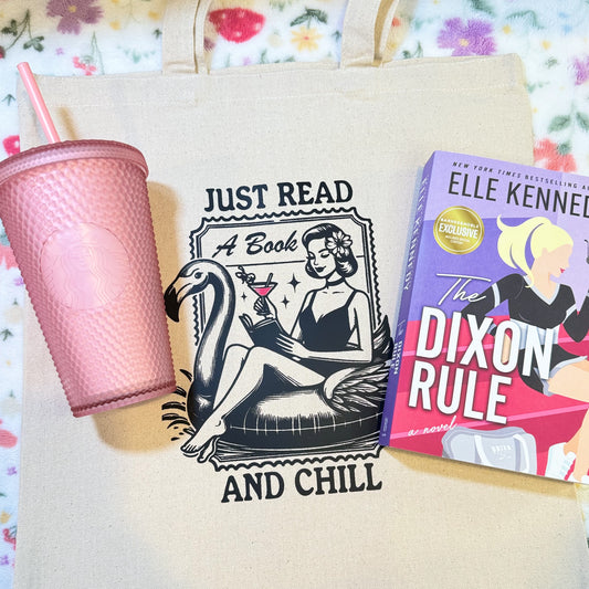 Just Read a Book and Chill Tote Bag – Retro Summer Bookish Canvas Bag
