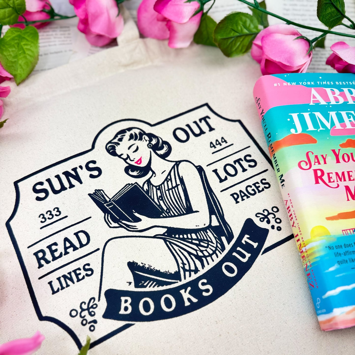 Sun’s Out Books Out Retro Summer Canvas Tote Bag for Book Lovers