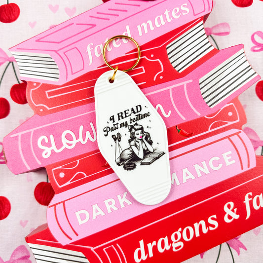 I Read Past My Bedtime Retro Motel Keychain