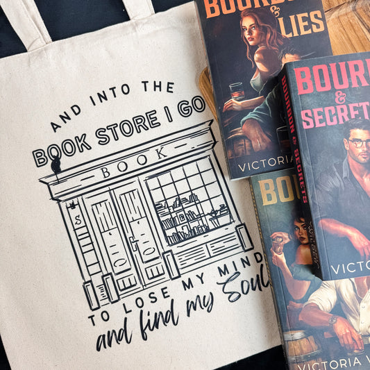 Into the Bookstore I Go Canvas Tote Bag for Book Lovers | Perfect for Bookstore Trips and Everyday Use