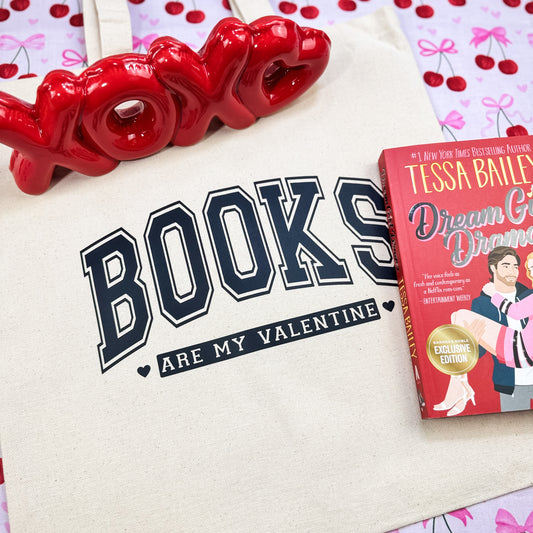 Books Are My Valentine Canvas Tote Bag