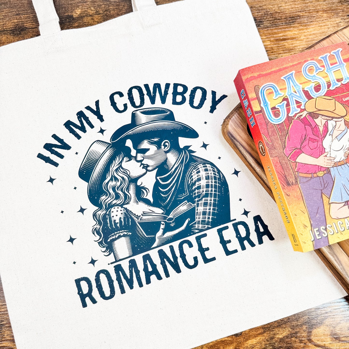 In My Cowboy Romance Era (Couple) Canvas Tote Bag