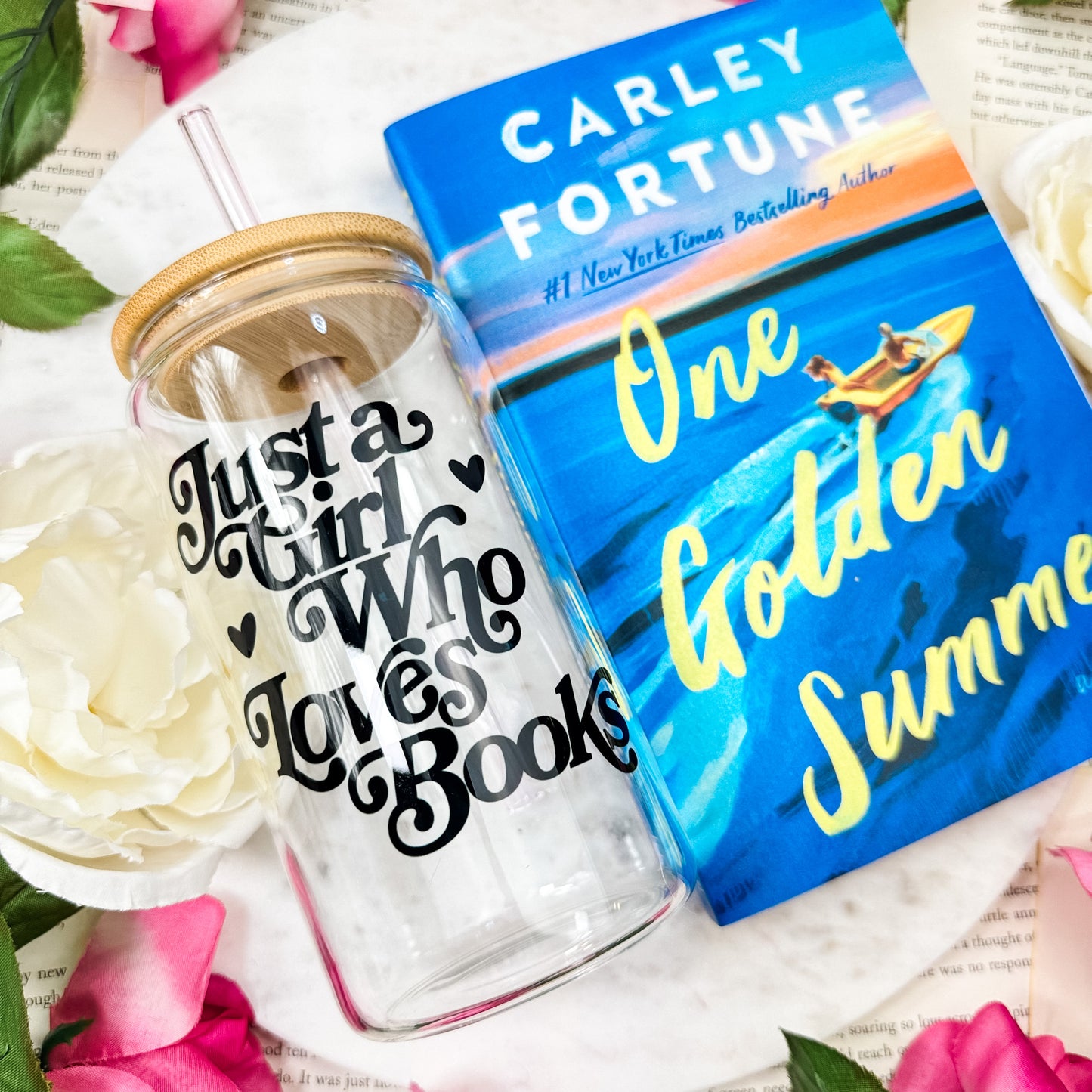 Just A Girl Who Loves Books Clear Glass Cup