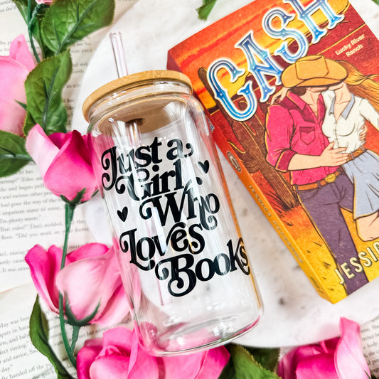 Just A Girl Who Loves Books Clear Glass Cup