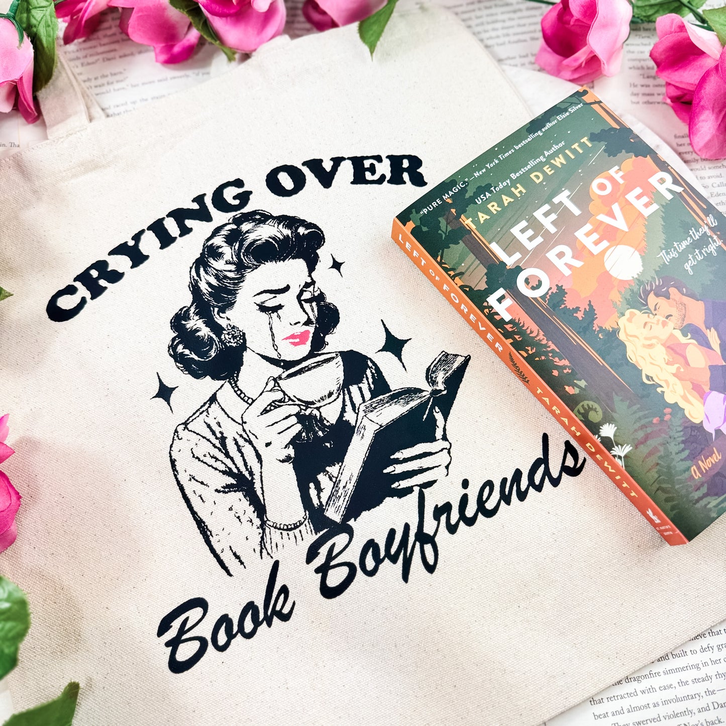 Crying Over Book Boyfriends Bookish Tote Bag
