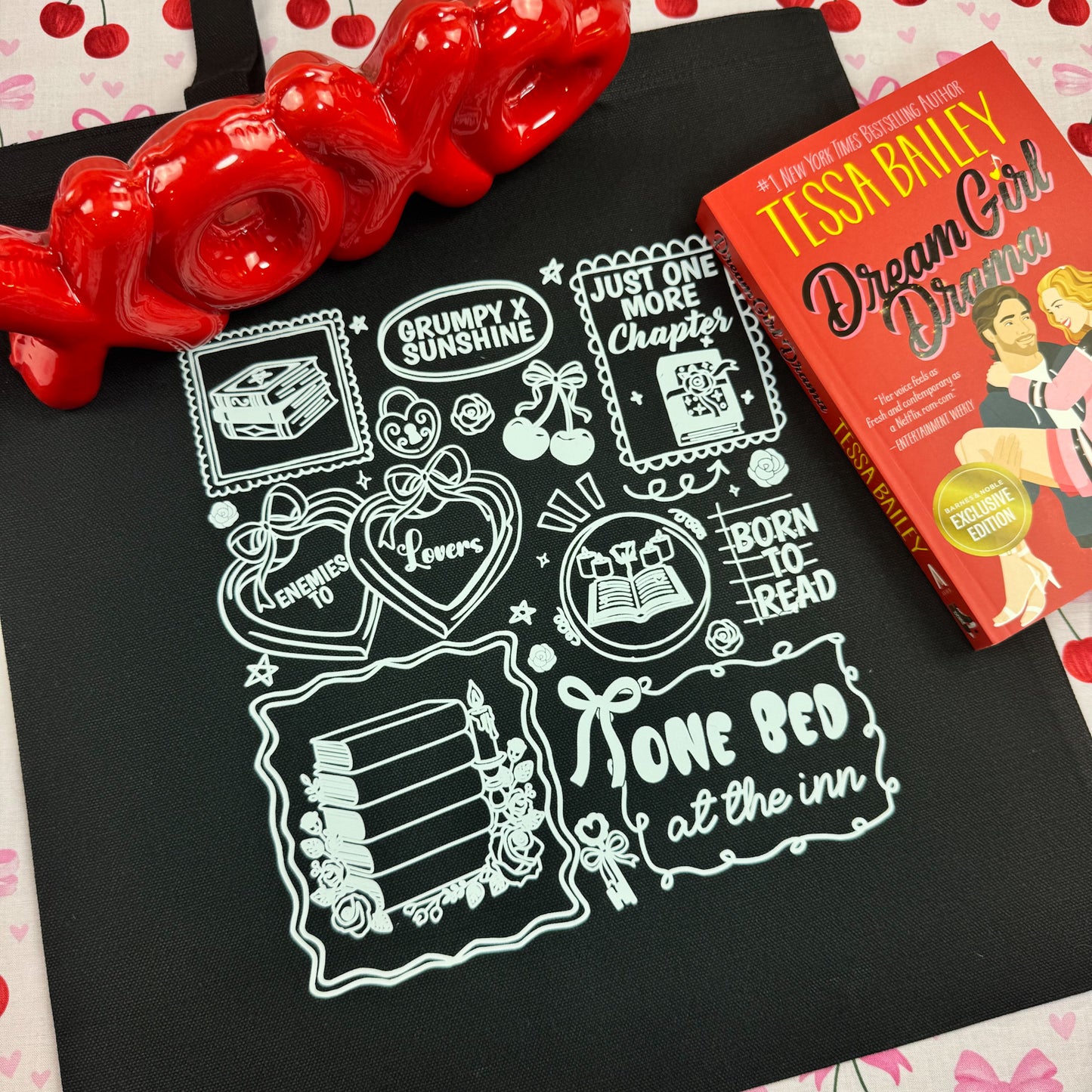 Bookish Romance Tropes Canvas Tote Bag