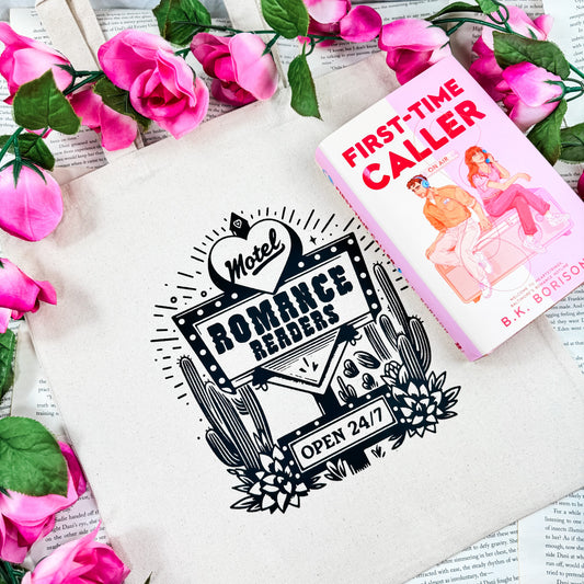 Romance Readers Motel | Canvas Book Bag for Book Lovers