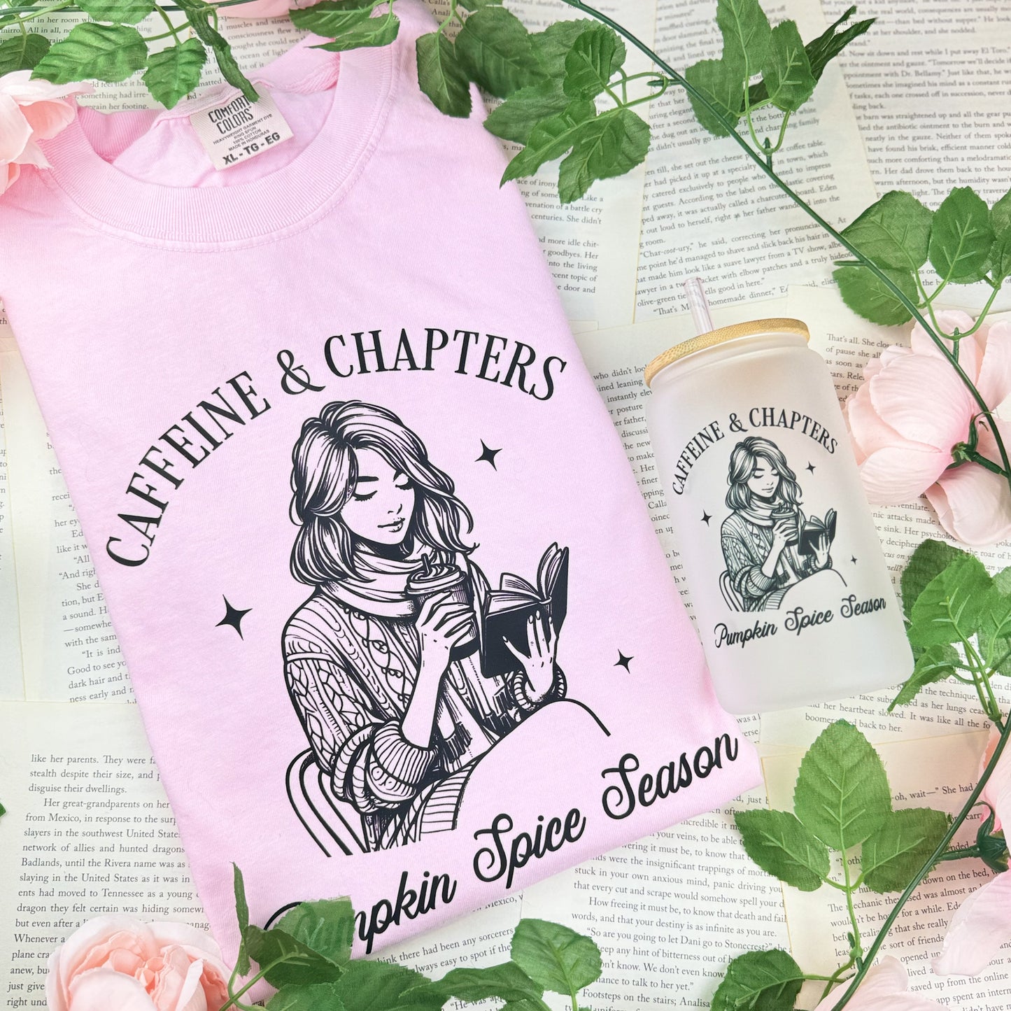 Caffeine & Chapters Pumpkin Spice Season | Cozy Fall Reader Tee