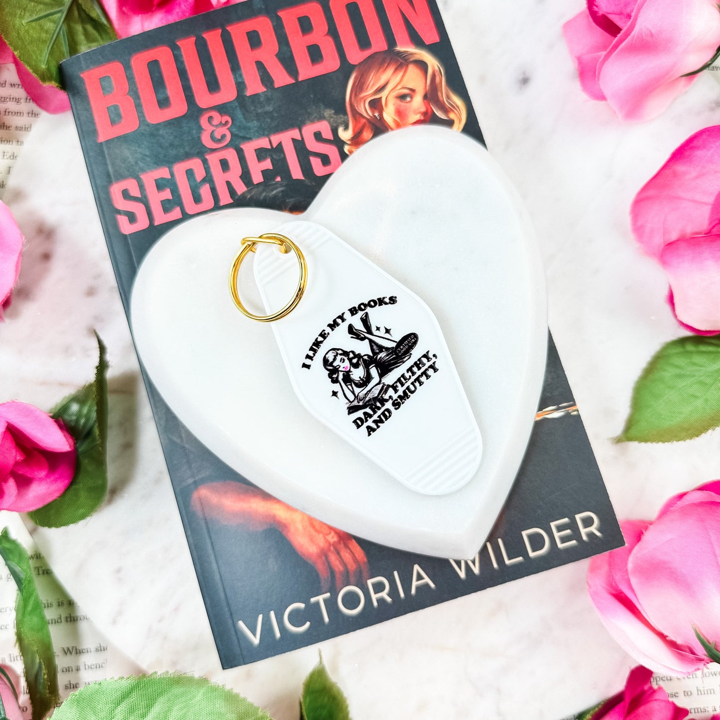 I Like My Books Dark Filthy and Smutty Motel Style Keychain