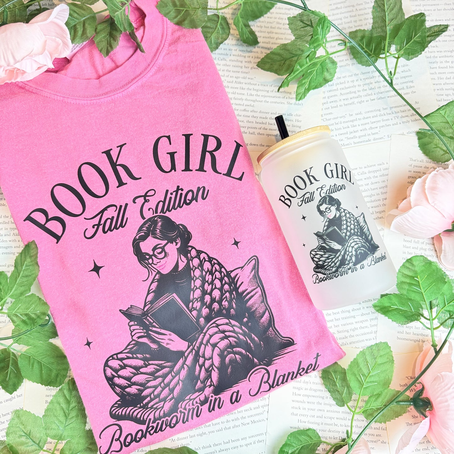 Book Girl Fall Edition- Comfort Colors Heavyweight Shirt | Cozy Bookworm Tee