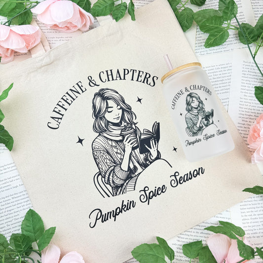 Caffeine and Chapters Tote Bag