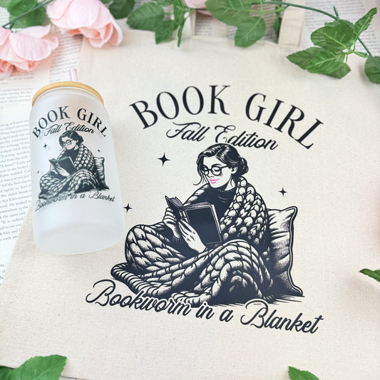 Book Girl Fall Edition Canvas Tote Bag - Perfect for Book Lovers