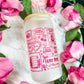 Bookish Romance Tropes Frosted Glass Cup with Bamboo Lid & Plastic Straw