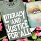 Literacy And Justice For All Heavyweight Comfort Colors Shirt