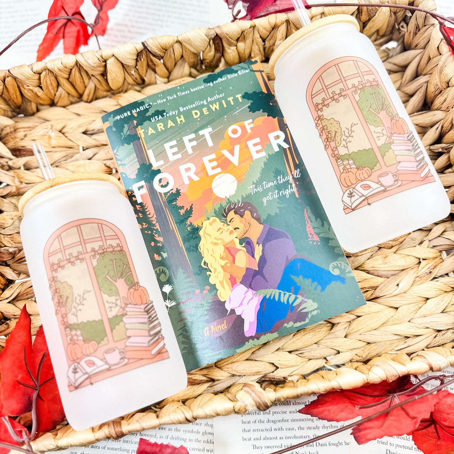 Cozy Autumn Reading Nook Frosted Glass Cup