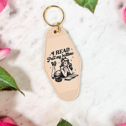 I Read Past My Bedtime Retro Motel Keychain