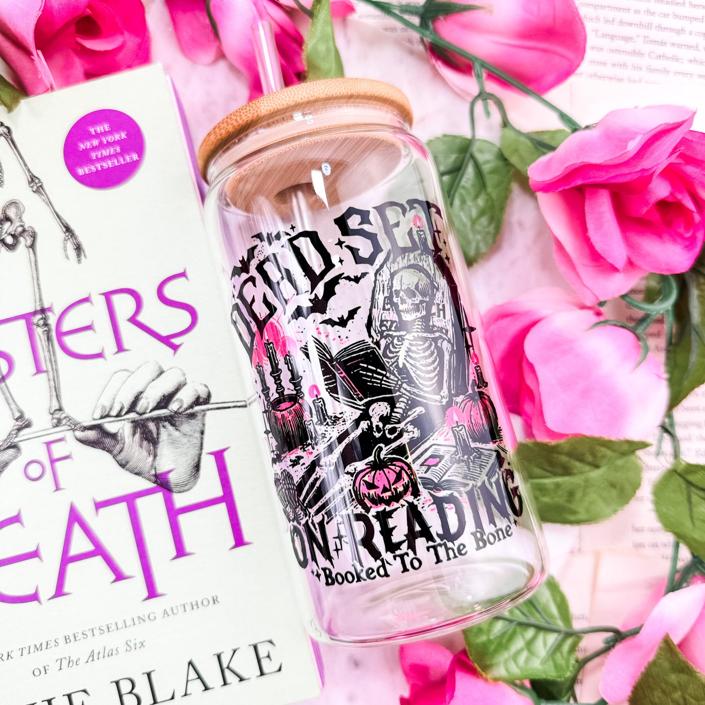 Dead Set On Reading Clear Glass Cup