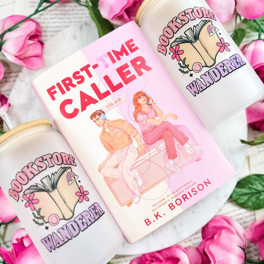 Bookstore Wanderer Frosted Glass Cup with Bamboo Lid and Straw – Bookish Aesthetic Drinkware